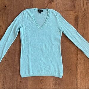 Charter Club Luxury 100% Cashmere Blue/teal Long Sleeve V Neck Sweater Size S